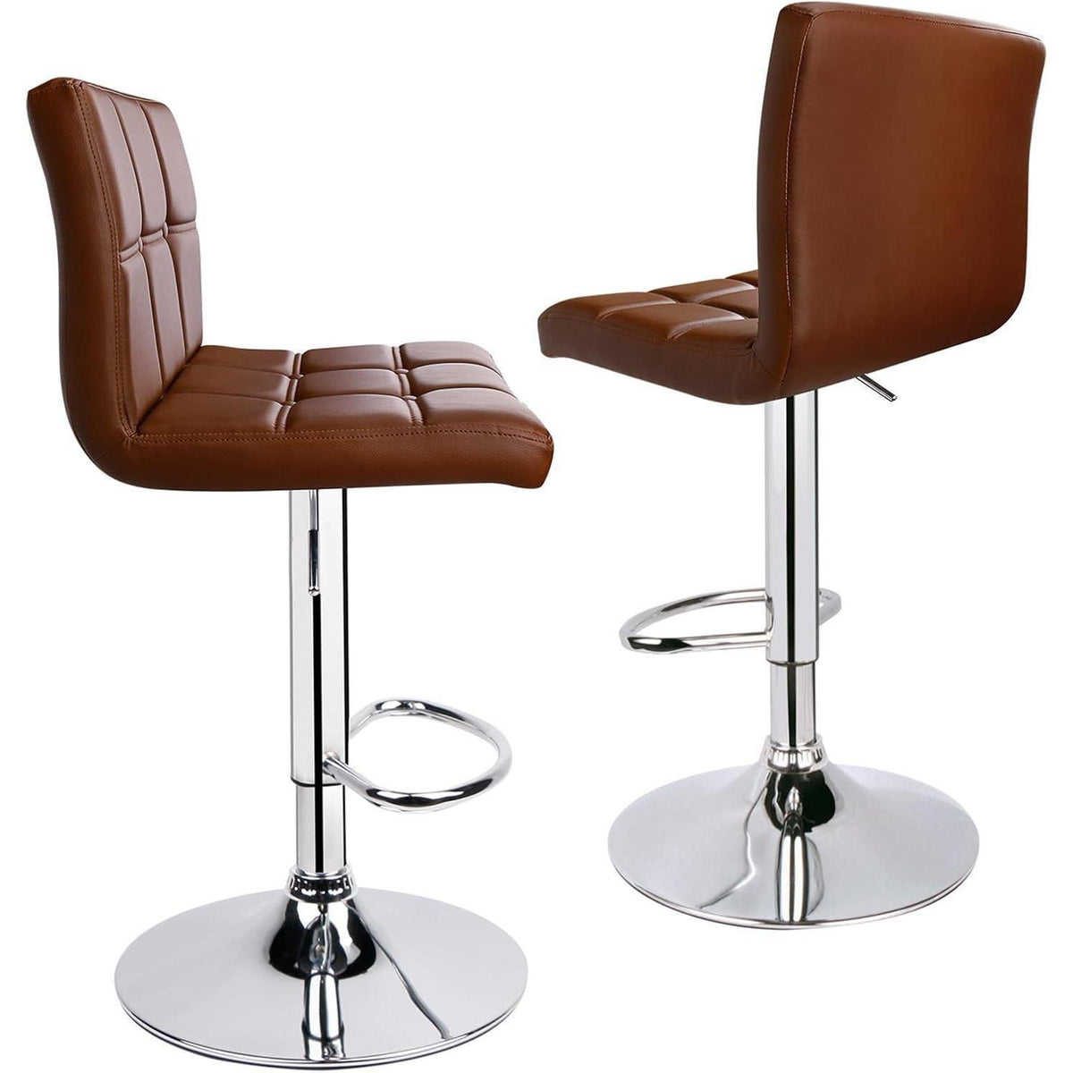 Barhocker-Set (2x) höhenverstellbar, Kaffee in Lederoptik
