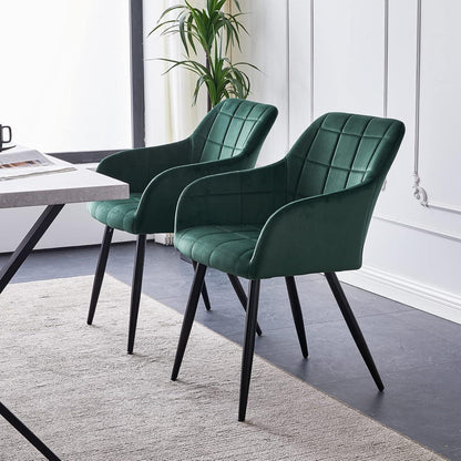 Samt Esszimmerstühle 4er Set – Grün, Bequeme Polsterstühle