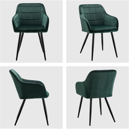 Samt Esszimmerstühle 4er Set – Grün, Bequeme Polsterstühle