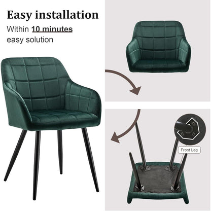 Samt Esszimmerstühle 4er Set – Grün, Bequeme Polsterstühle
