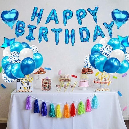 iZoeL Happy Birthday Deko Set Blau für Jungen Mann Mädchen Frau
