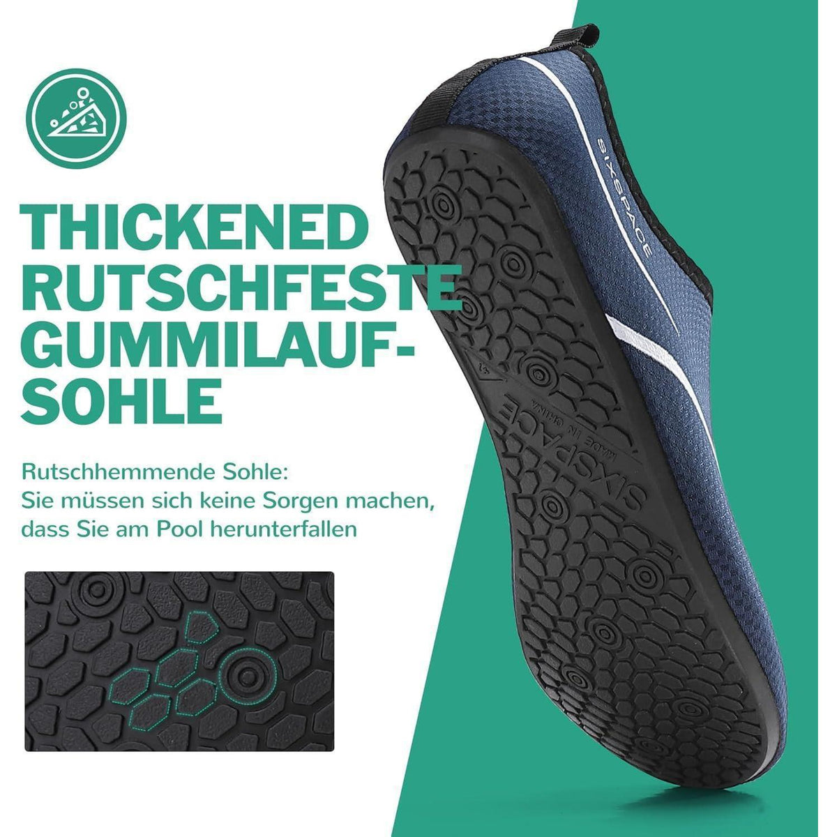 Badeschuhe Wasserschuhe Schnell Trocknend Dunkelblau