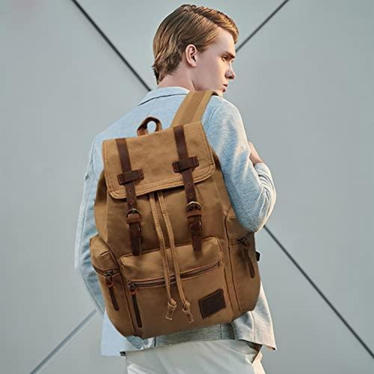 Vintage Canvas Rucksack – Daypack für Laptop, Schule & Reisen