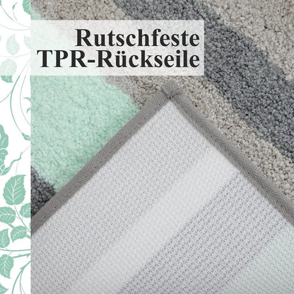 Mikrofaser Badteppich Set 2-teilig – Grün/Grau, flauschig & saugfähig