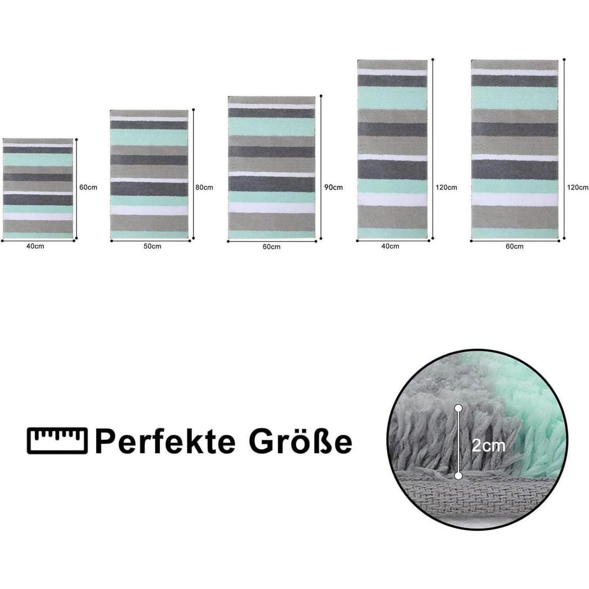 Mikrofaser Badteppich Set 2-teilig – Grün/Grau, flauschig & saugfähig