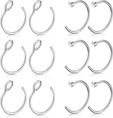 Set 12-16Stk 20G 8mm Nasenpiercings Edelstahl Fake Piercings Nase