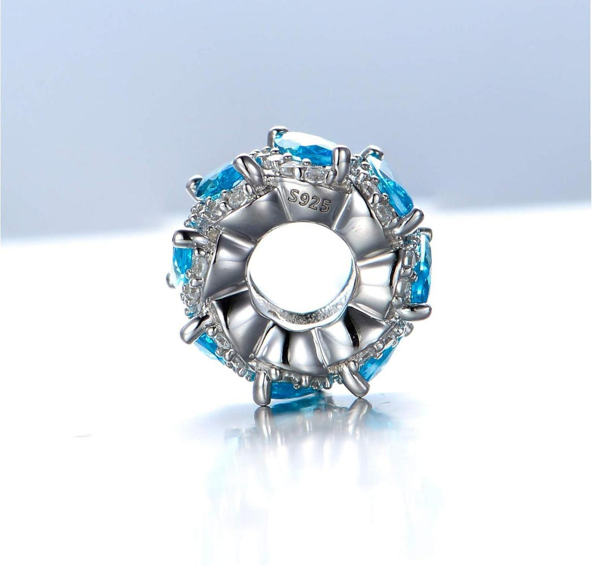 925 Sterling Silber Charm Anhänger Damen Armband Blau 4.3mm