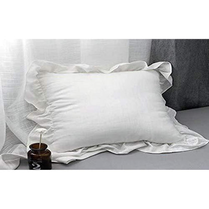 Rüschen Kissenbezug Baumwolle 50x91 cm - 2er Set Weiß