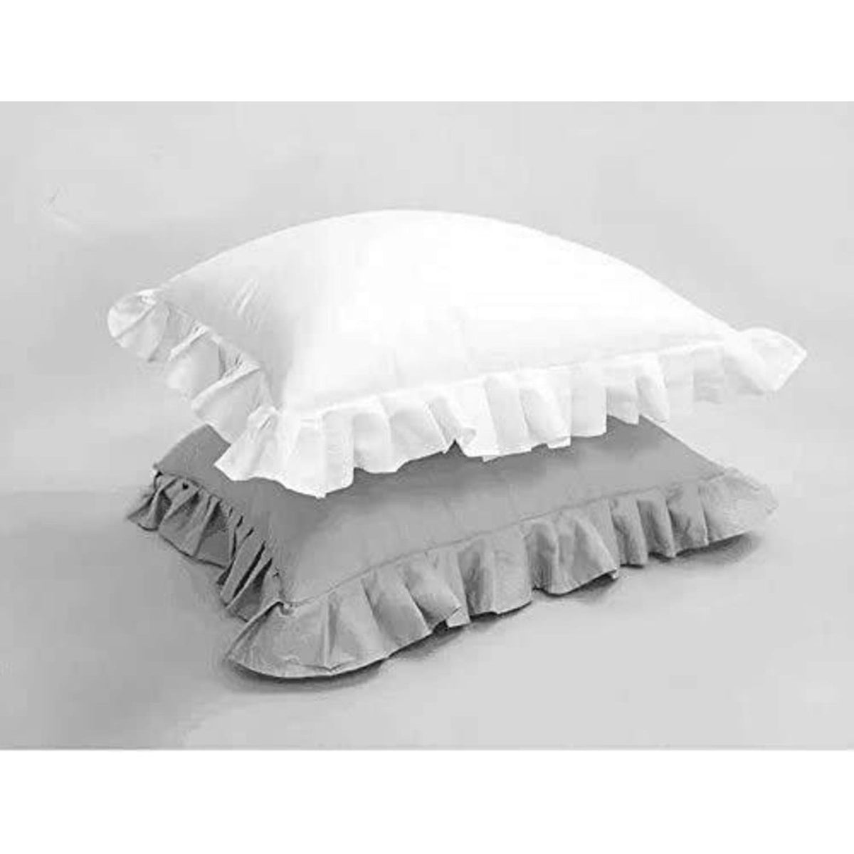 Rüschen Kissenbezug Baumwolle 50x91 cm - 2er Set Weiß