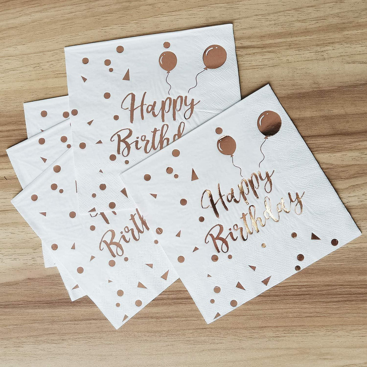 50x Rosegold Happy Birthday Servietten 33x33cm 3-lagig - Party Deko