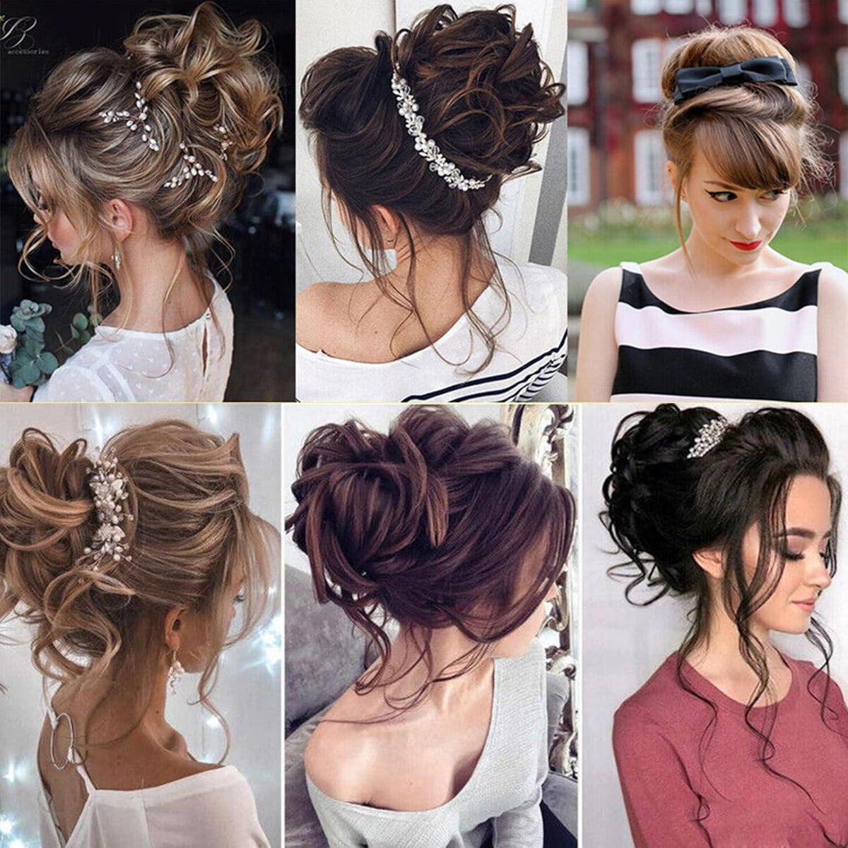 Unordentlicher Dutt-Haarteil – Helles Kastanienbraun