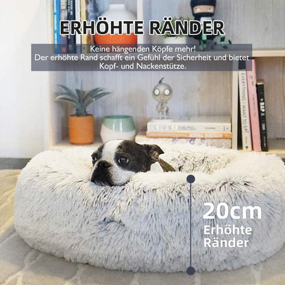 Flauschiges Hundebett Donut – Hellgrau, 110x110cm