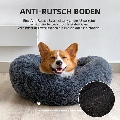 Flauschiges Hundebett Donut – Hellgrau, 110x110cm