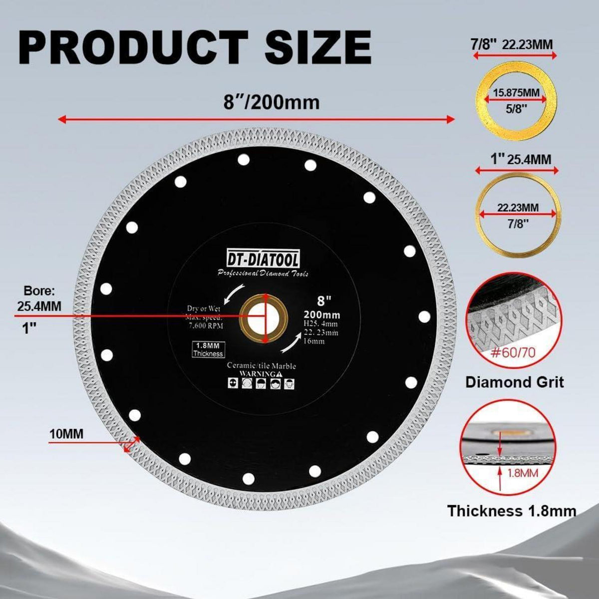 Diamant Trennscheibe 200mm X Mesh Turbo für Fliesen & Stein