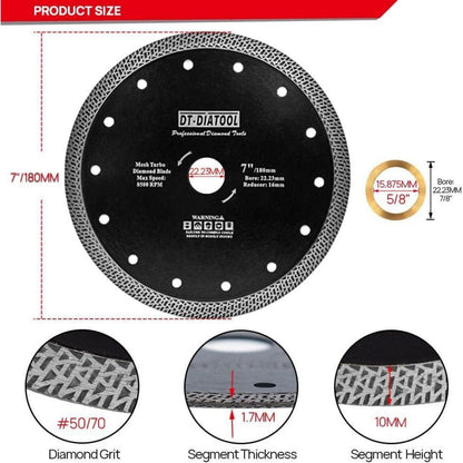 Diamant-Trennscheiben 5er-Set 180mm Mesh Turbo für Fliesen & Stein