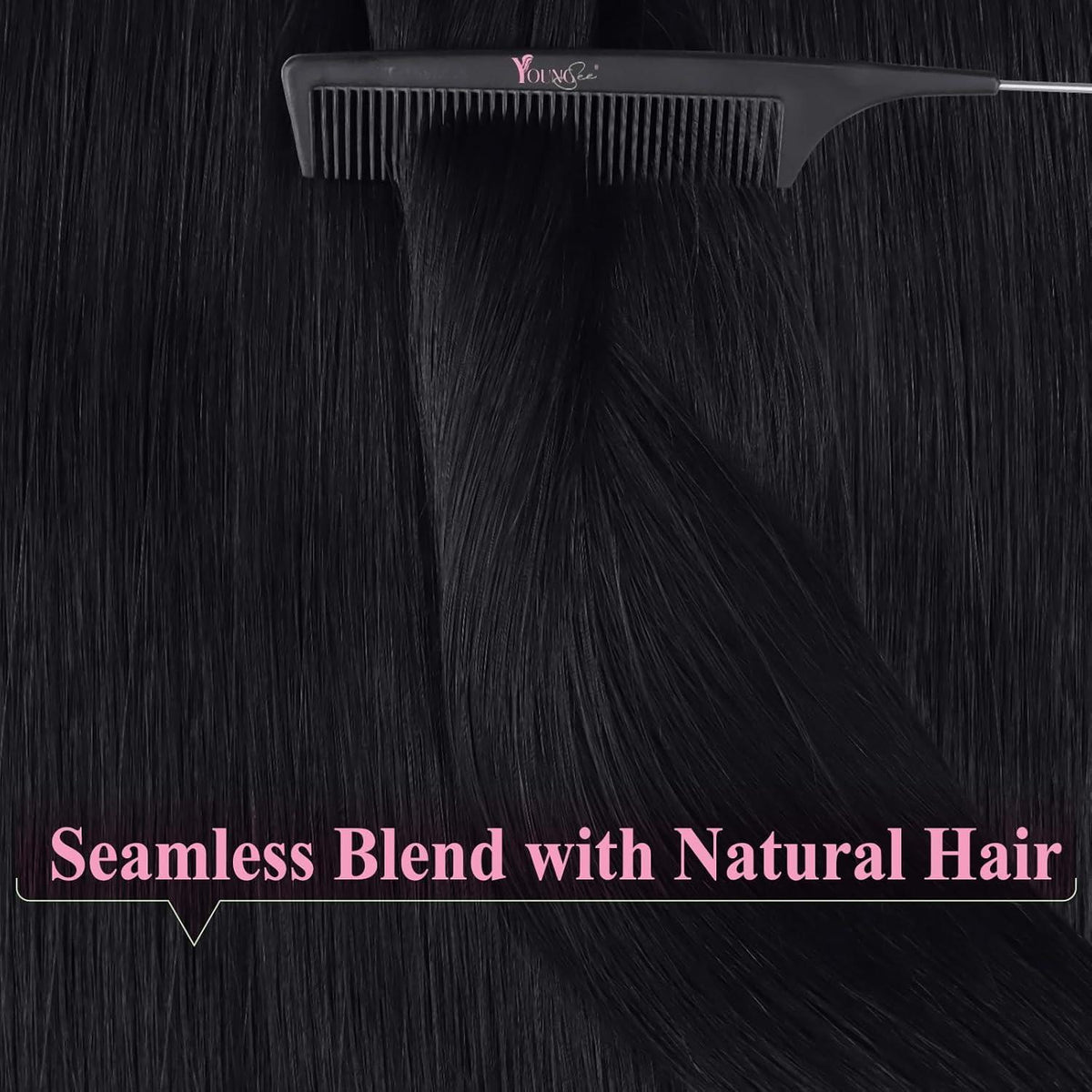 Echthaar Tape-in Extensions Schwarz 60cm - Haarverlängerung
