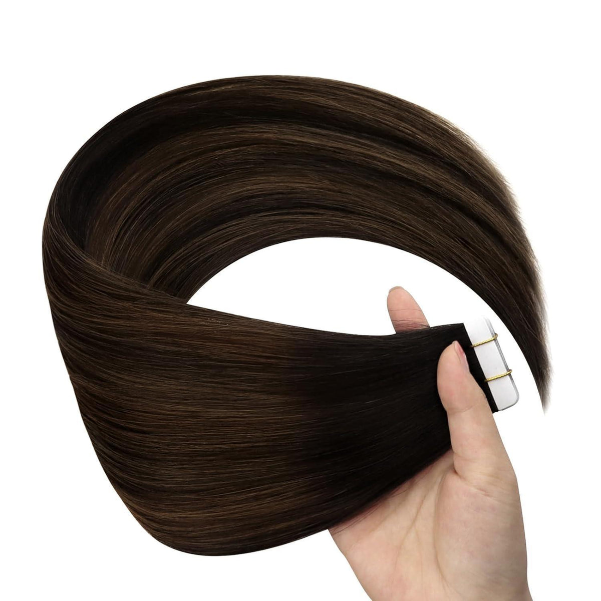 Dunkelbraune Tape-in Haarverlängerung Echthaar 35cm