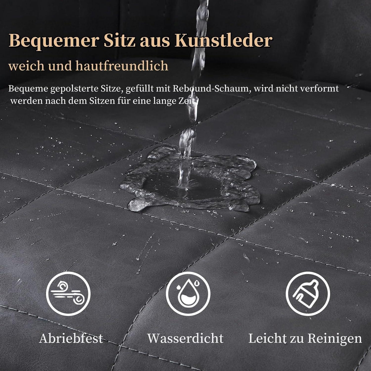 Esszimmerstühle Set Dunkelgrau 4er Set in Lederoptik