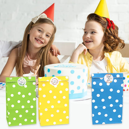 40er Set bunte Geschenktüten mit Aufklebern - Kindergeburtstag, Party, Hochzeit