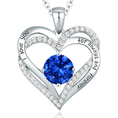Herz Halskette 925 Sterling Silber Rosegold mit Zirkonia und Geburtsstein