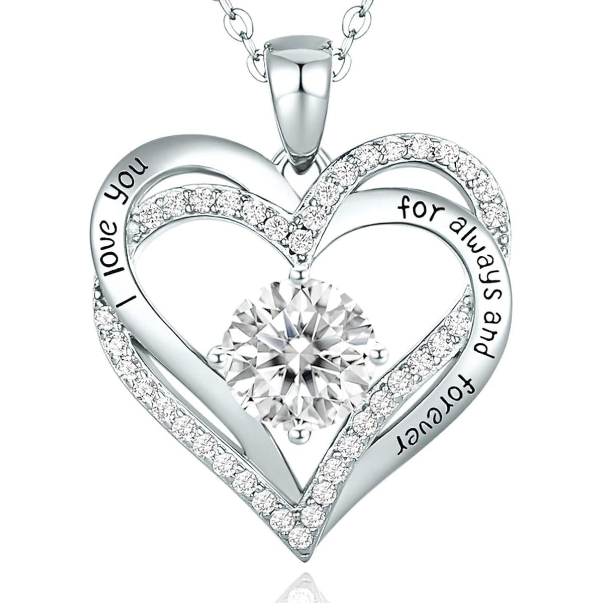 Herz Halskette 925 Sterling Silber Rosegold mit Zirkonia und Geburtsstein