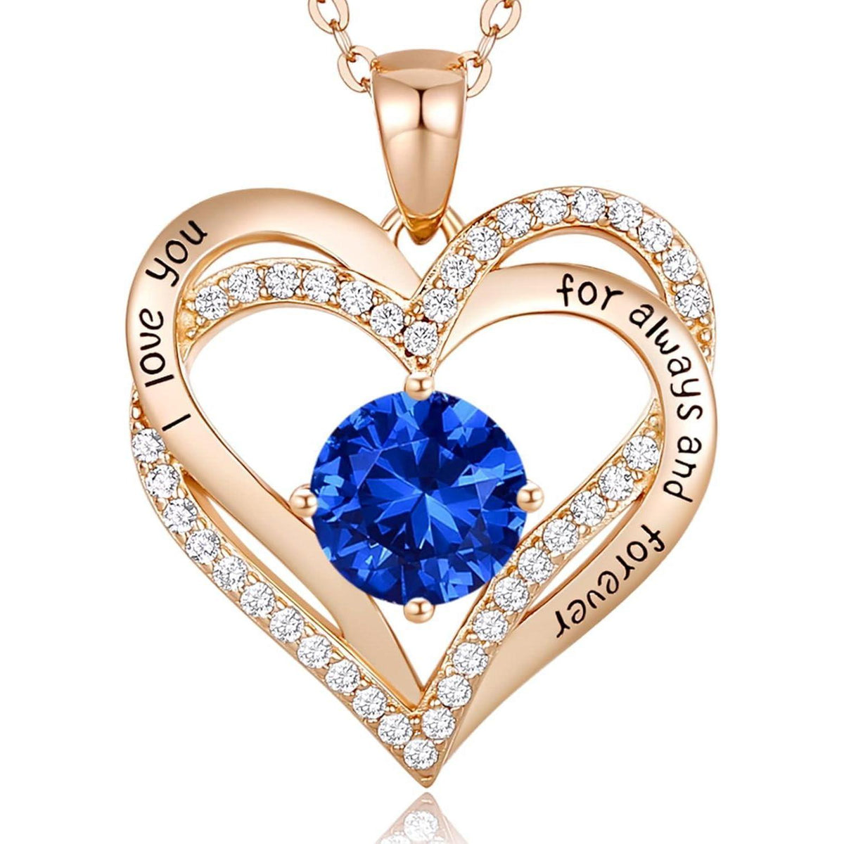 Herz Halskette 925 Sterling Silber Roségold mit Zirkonia und Geburtsstein
