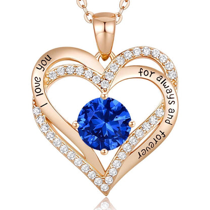 Herz Halskette 925 Sterling Silber Roségold mit Zirkonia und Geburtsstein