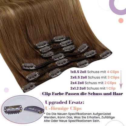 Echthaar Clip-Ins Aschblond mit Beigeton – 35cm