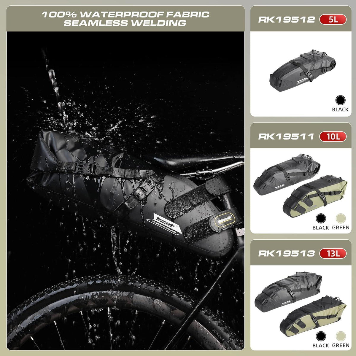 Wasserdichte Fahrrad Satteltasche 5L Schwarz für Outdoor-Touren