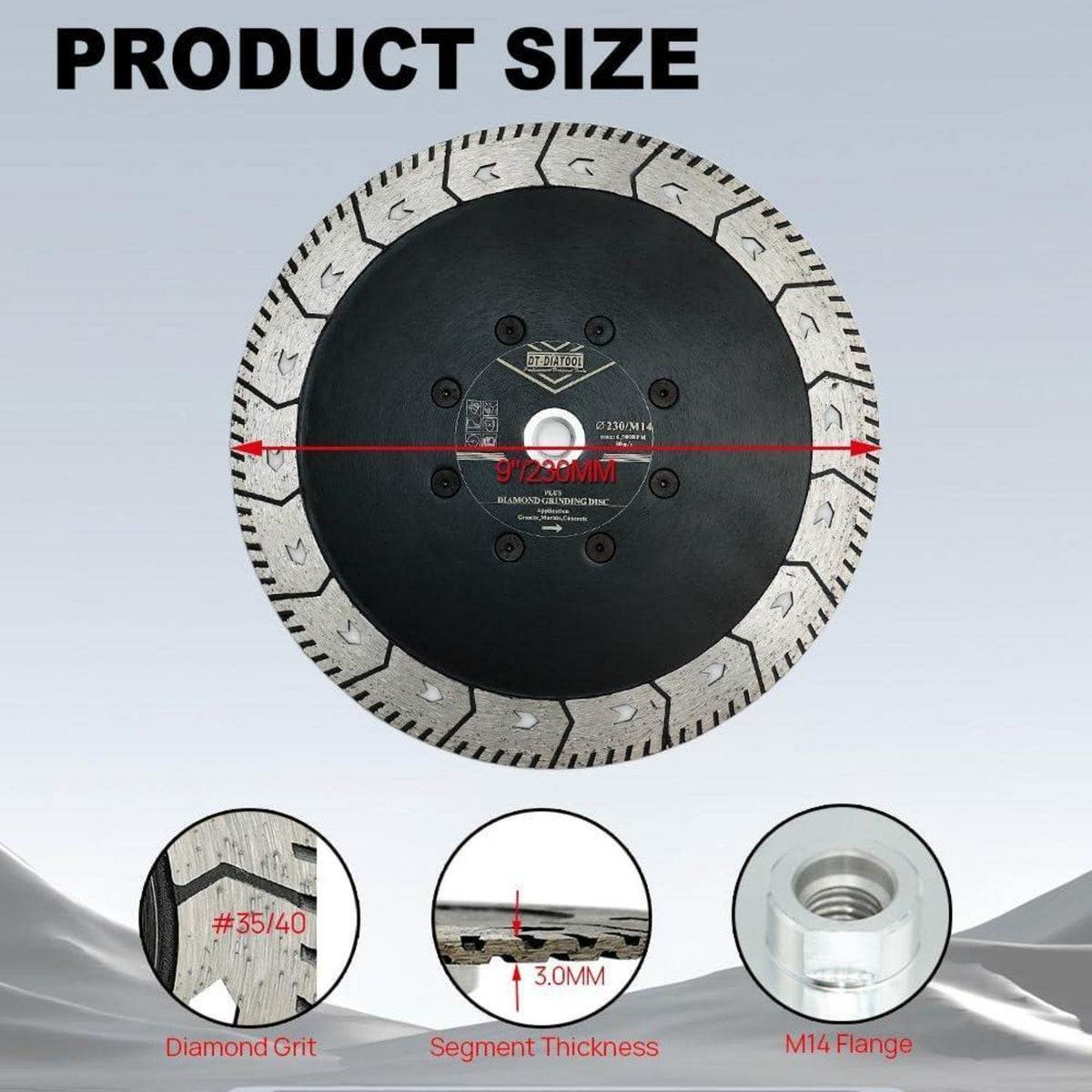 Diamant Trennscheibe 230mm M14 für Beton Granit Marmor