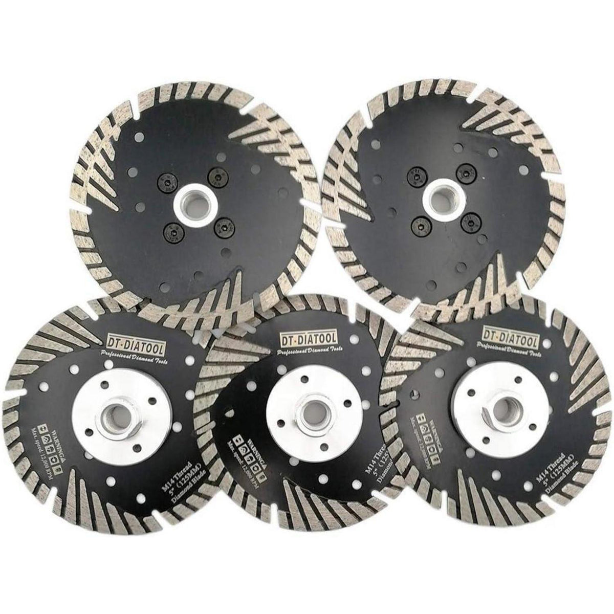 Diamant Trennscheiben 5er Set 125mm M14 Turbo für Beton Granit