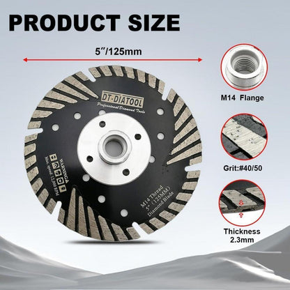 Diamant Trennscheiben 5er Set 125mm M14 Turbo für Beton Granit