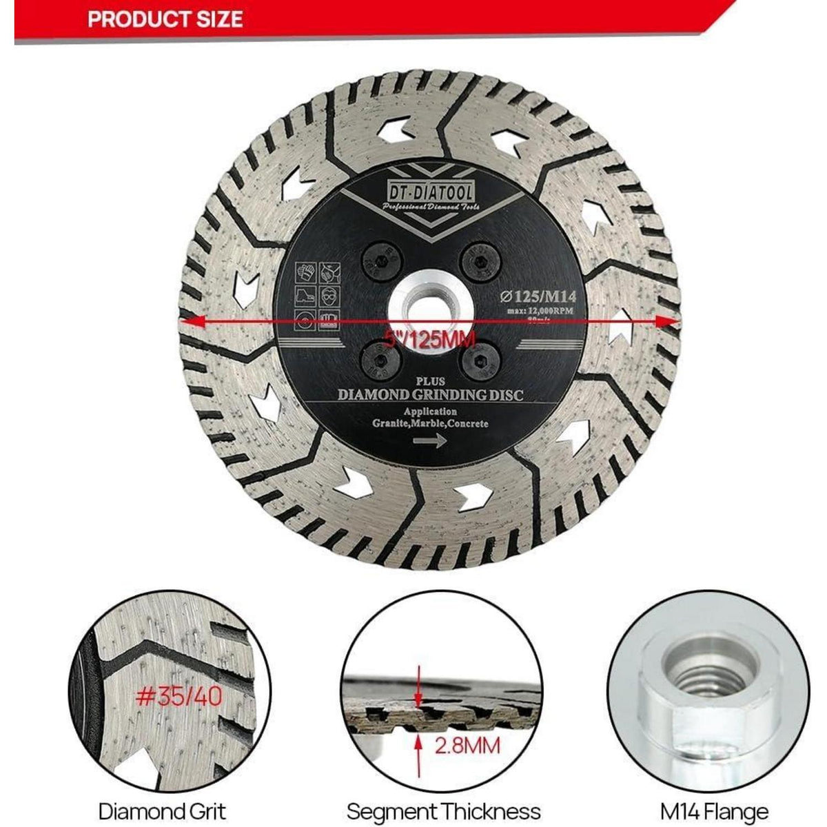 Diamant Trennscheiben 5er Set 125mm M14 für Stein Beton Granit