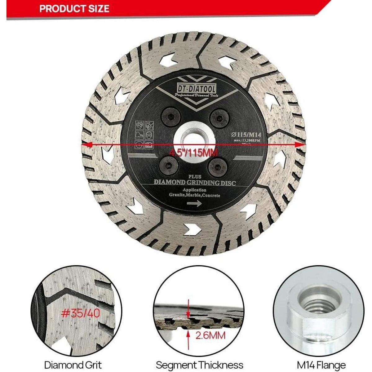 Diamant Trennscheiben 5er Set 115mm M14 für Stein & Beton