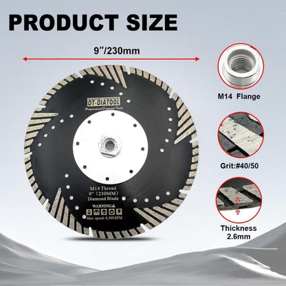 Diamant Trennscheibe 230mm M14 Turbo für Beton Granit Marmor