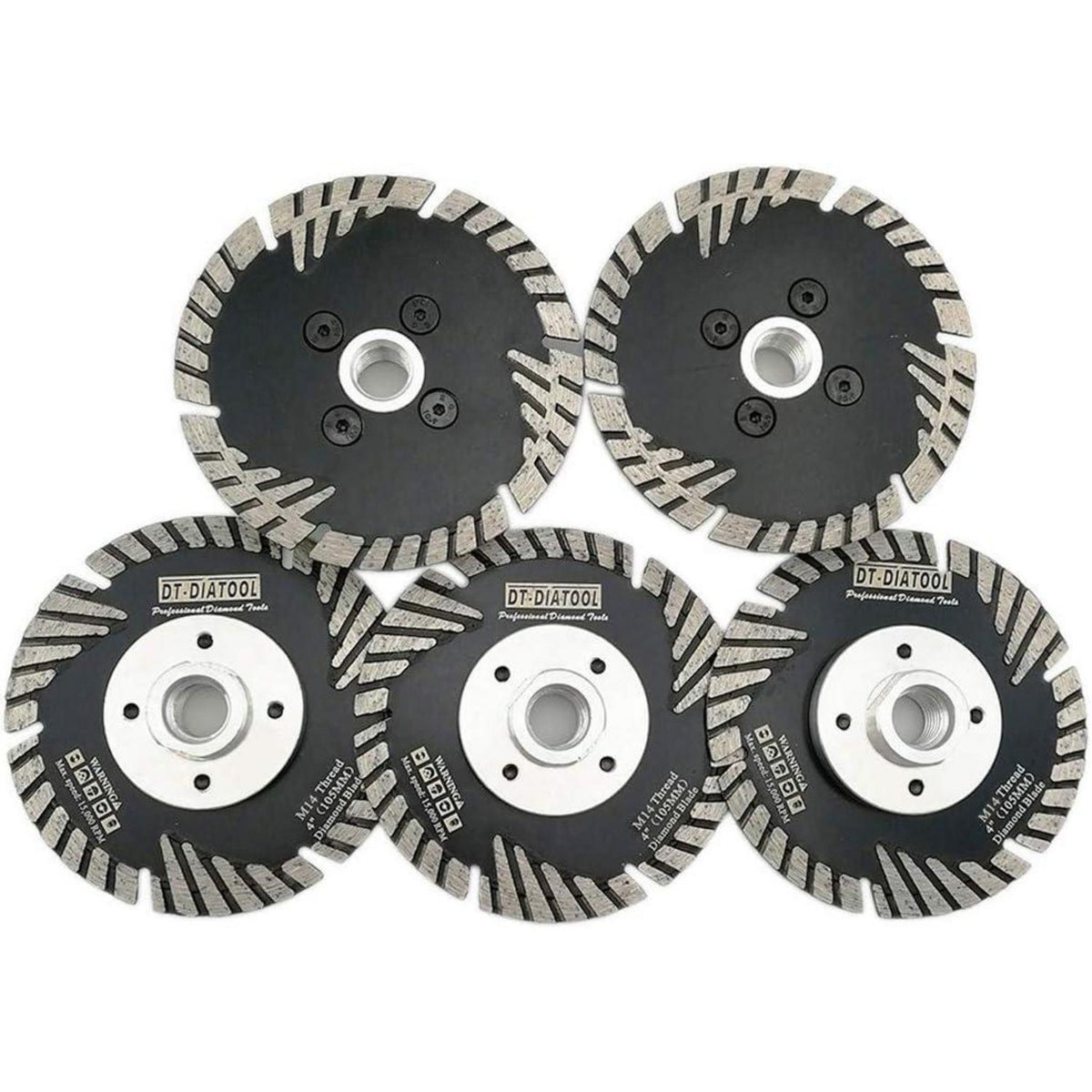 Diamant Trennscheiben 5er Set 105mm M14 Turbo für Beton Granit Marmor
