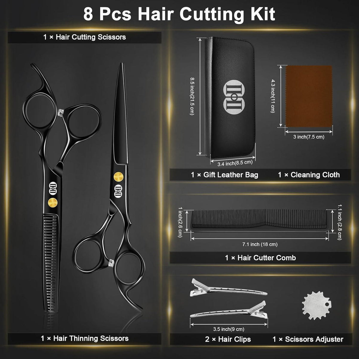 Profi Haarschneideschere Set 6,7 Zoll mit Effilierschere
