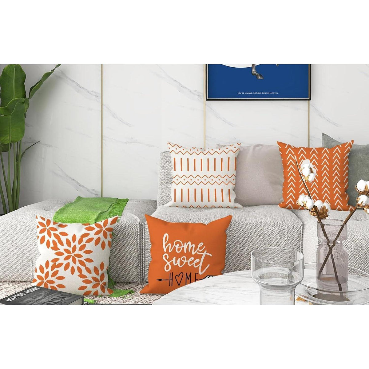 Leinen Kissenbezüge 4er Set, 45x45cm, Orange