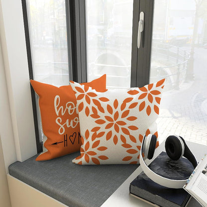 Leinen Kissenbezüge 4er Set, 45x45cm, Orange