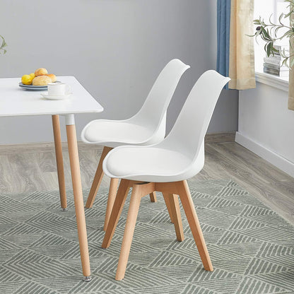 Modernes Esstisch-Set weiß mit 4 Stühlen | Holzbeine