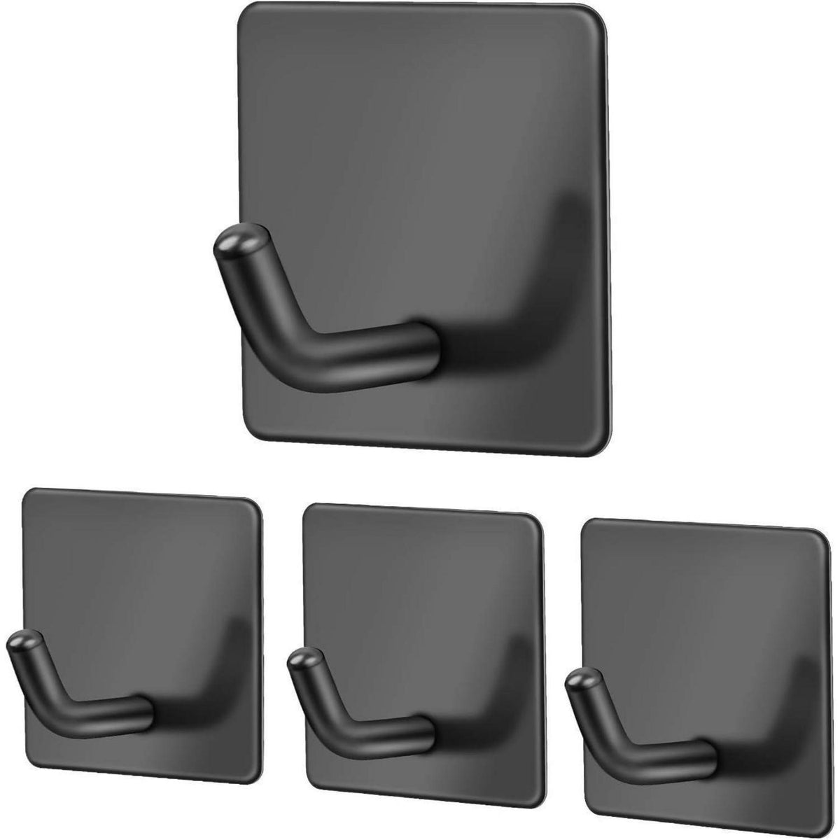 Selbstklebende Handtuchhaken Schwarz, 4er Pack, Edelstahl