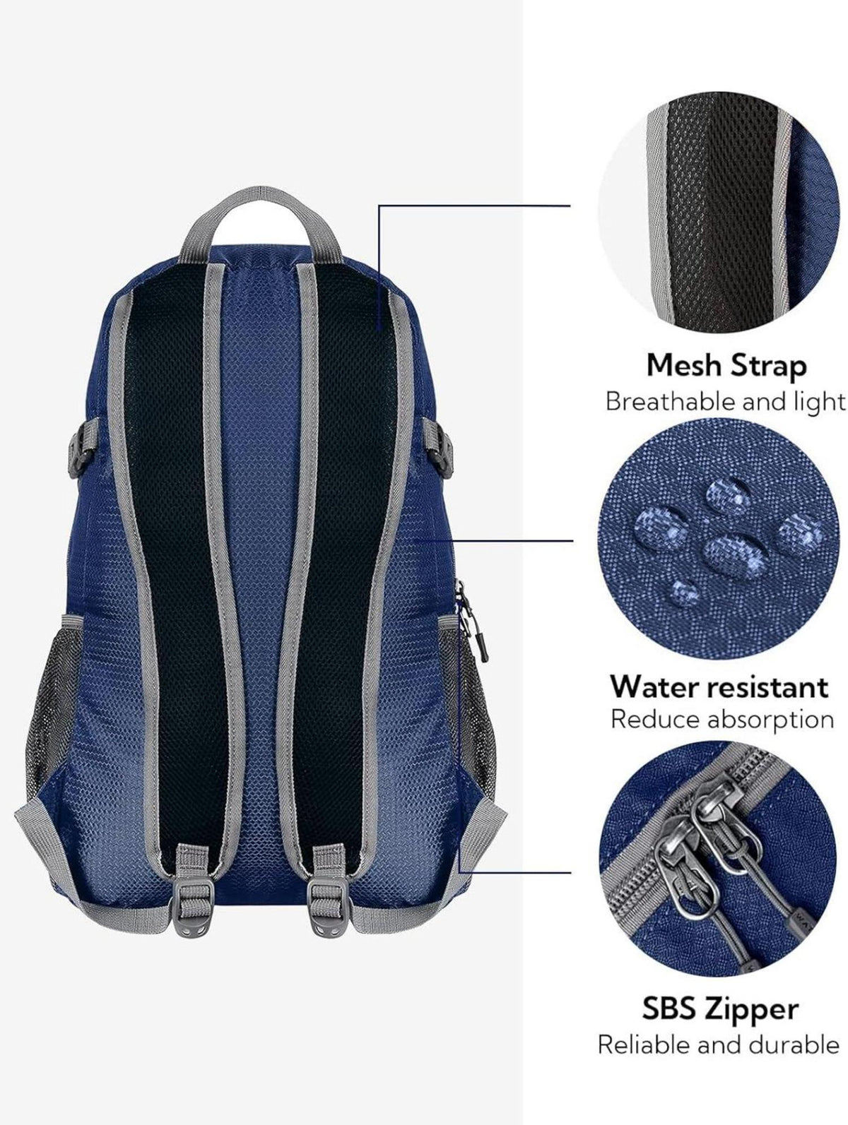 Ultraleichter Faltbarer Rucksack 20L Outdoor Trekking Daypack Blau