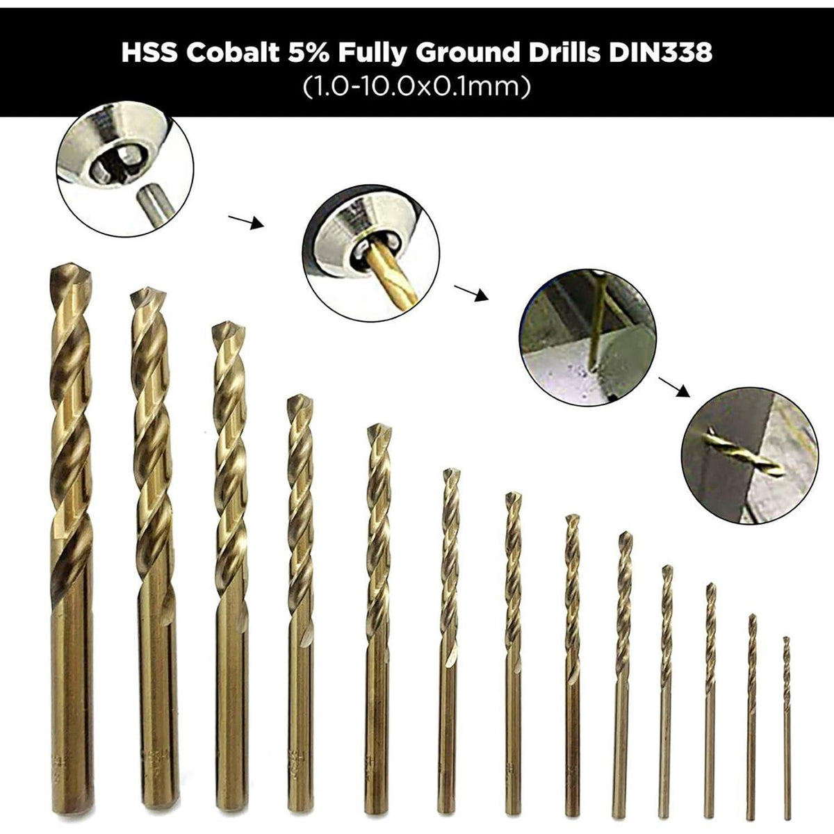 HSS Kobalt Bohrer Set 1-10mm 91-teilig mit Metallkoffer