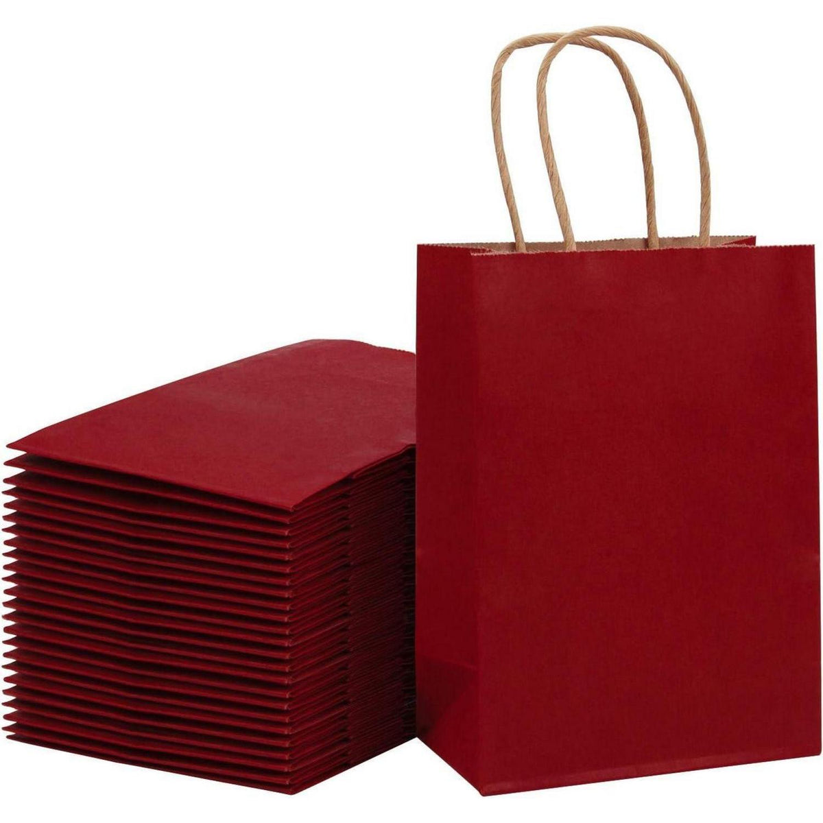 Geschenktüten rot 25er Set – Kraftpapier mit Griffen