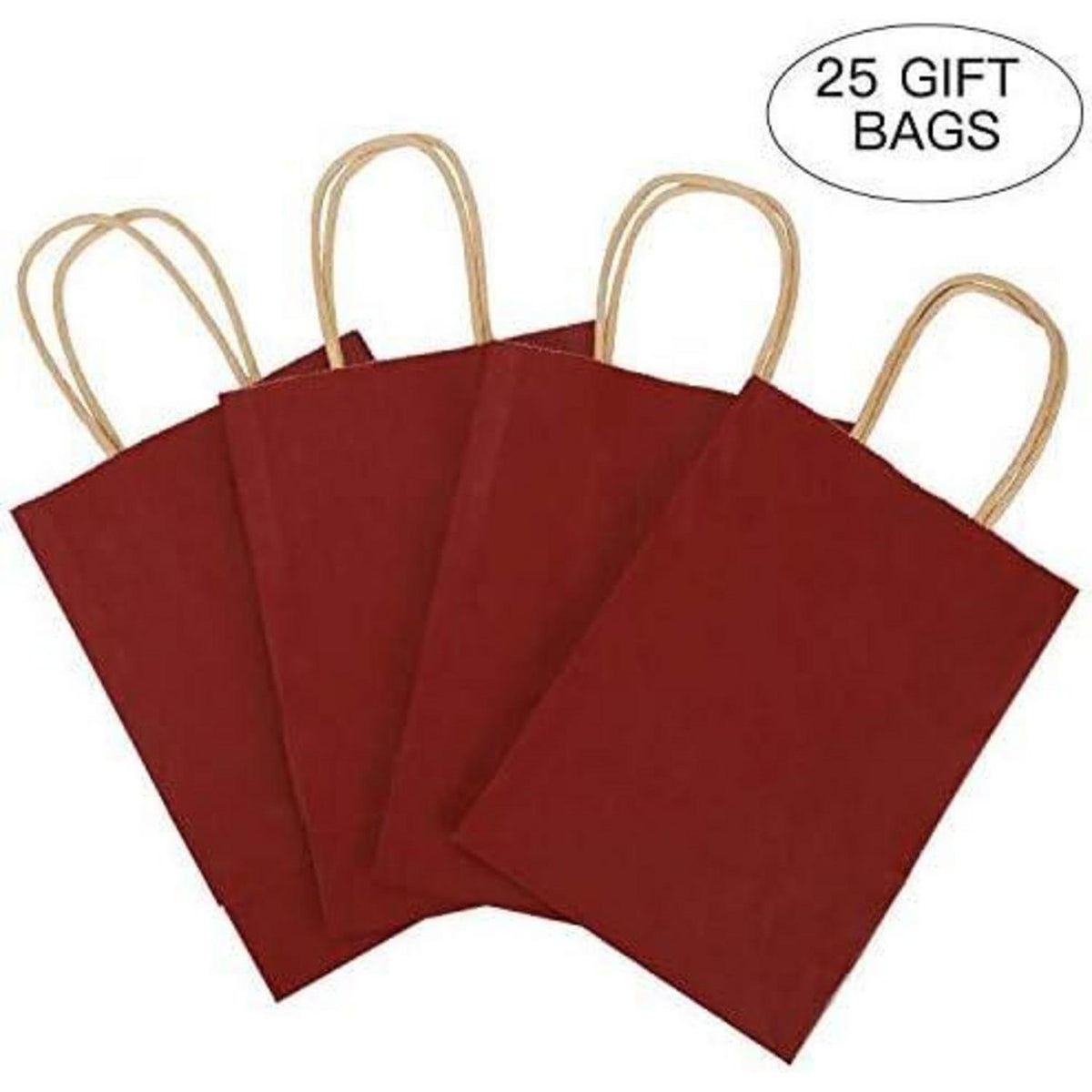 Geschenktüten rot 25er Set – Kraftpapier mit Griffen