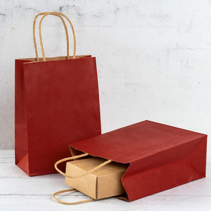 Geschenktüten rot 25er Set – Kraftpapier mit Griffen