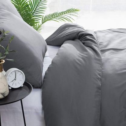 QZY Mikrofaser Bettwäsche Set Grau 200x220 cm 110