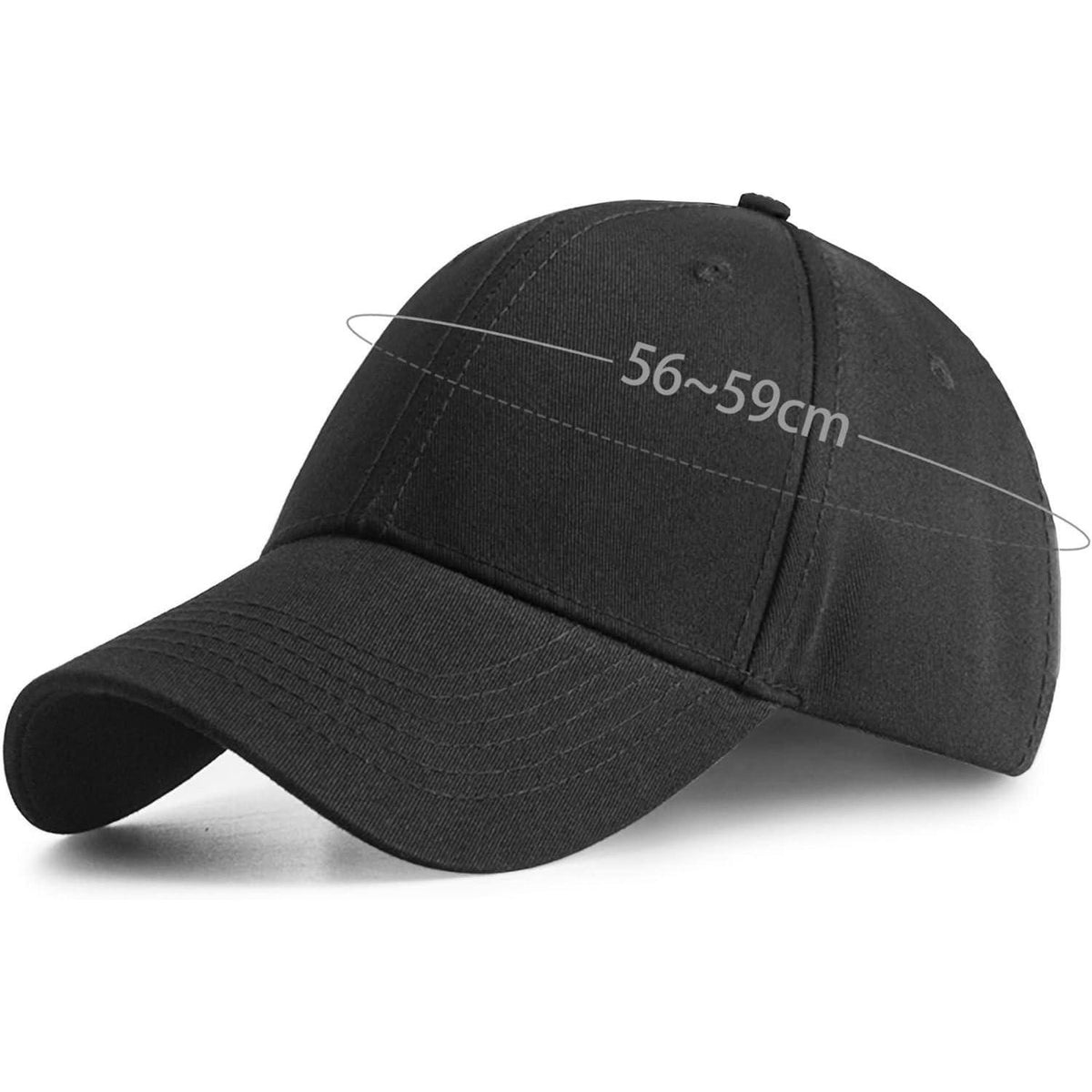 Baumwoll Baseball Cap Damen Herren Verstellbar Atmungsaktiv Schwarz