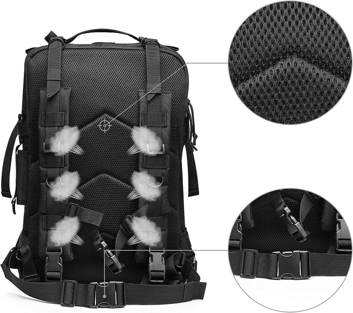G4Free 50L Militär Rucksack Taktischer Bundeswehr Molle Assault Backpack Schwarz