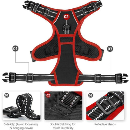 Verstellbares Hundegeschirr mit Griff und Reflektor, Schwarz S